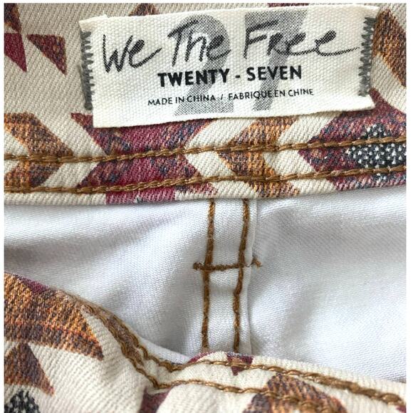 Free People Wild Child Printed Aztec High Waist Rise Skinny Jeans 27 X 28 NWT - Picture 6 of 10